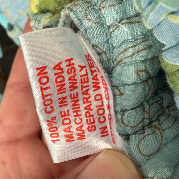 Reversible Floral Patchwork Coat-- Soft Blue & Green Quilted Cotton size L/XL - Picture 10 of 10